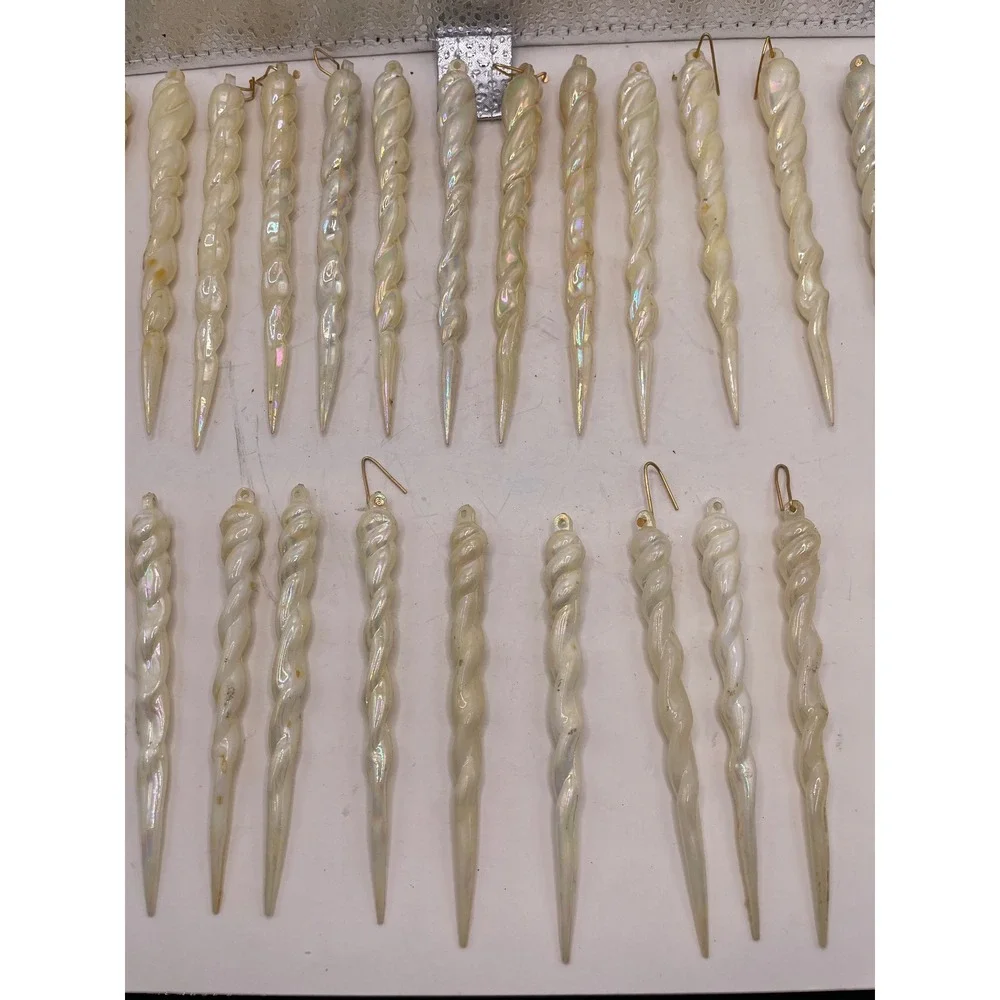 Set of‎ 25 Iridescent Twisty Icicle Christmas Ornaments Hanging Decor